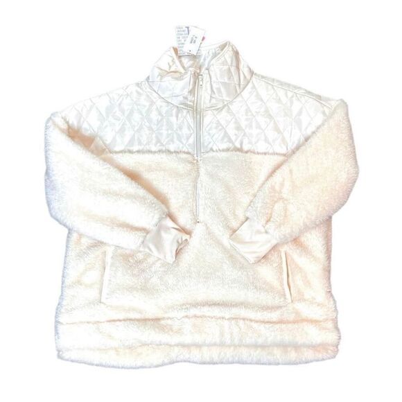 Lularoe Cream High Pile Fleece Pullover Jacket Top sz Large Plush Cozy NWT - Picture 1 of 7